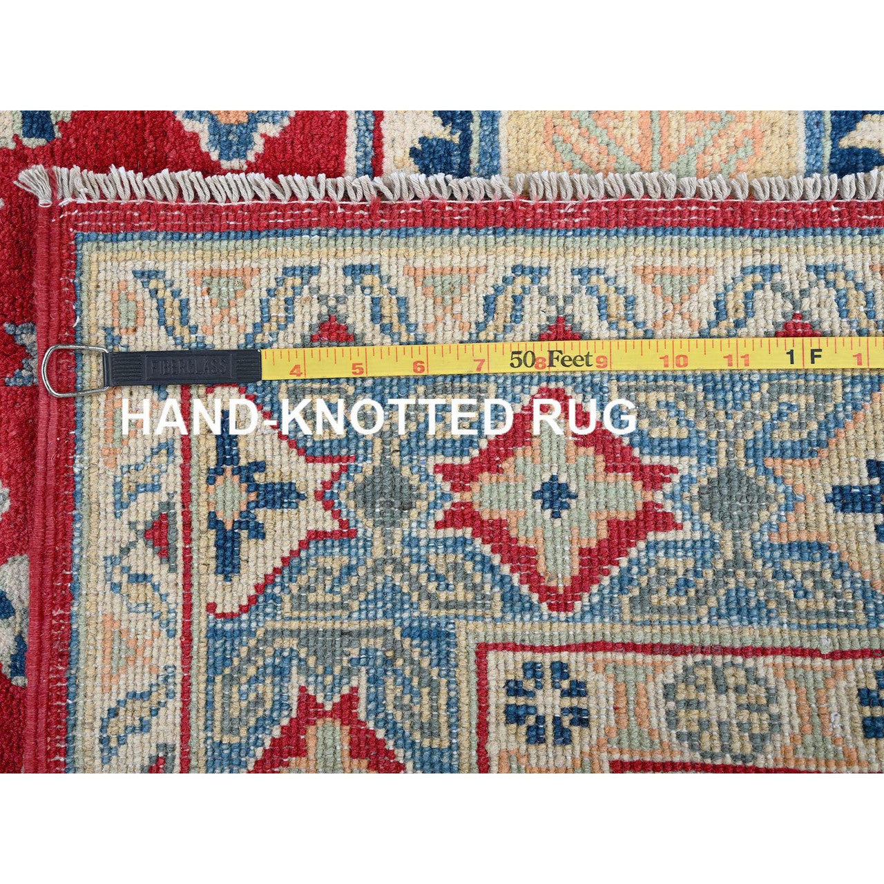 Red 4'1" x 6'1" Kazak Hand knotted Wool Rug - Sku: O0361