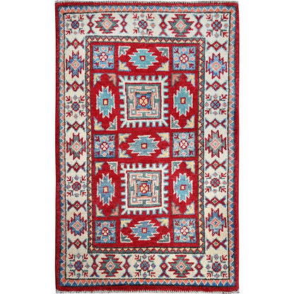 Kazak Wool Hand Knotted Rug Red 1.11x3.0 -O0362