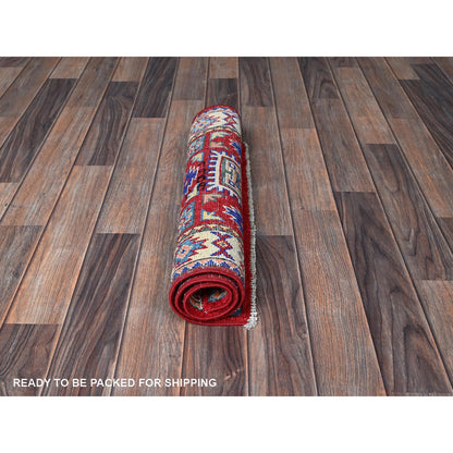 Kazak Wool Hand Knotted Rug Red 1.11x3.0 -O0362