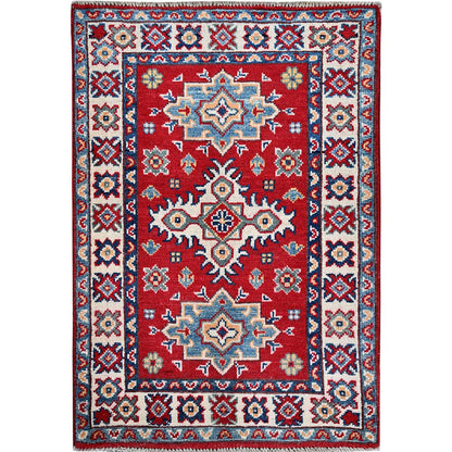 Kazak Wool Hand Knotted Rug Red 2.2x2.11 -O0363
