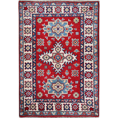 Kazak Wool Hand Knotted Rug Red 2.2x2.11 -O0363
