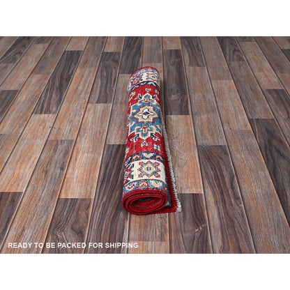 Kazak Wool Hand Knotted Rug Red 2.2x2.11 -O0363