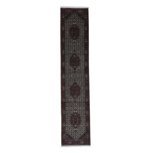 Persian Wool Hand Knotted Rug Ivory Red 2.9X12.10 -O036523