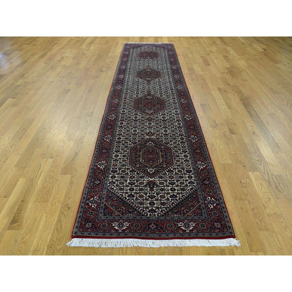 Persian Wool Hand Knotted Rug Ivory Red 2.9X12.10 -O036523