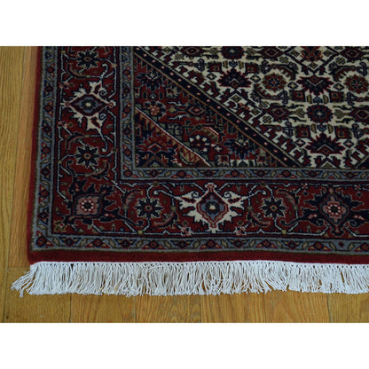 Persian Wool Hand Knotted Rug Ivory Red 2.9X12.10 -O036523