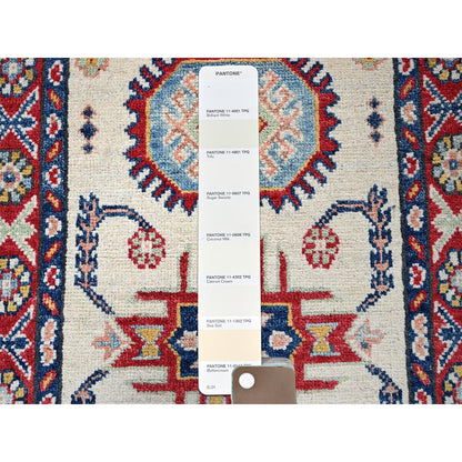 Kazak Wool Hand Knotted Rug Ivory 1.11x3.1 -O0366