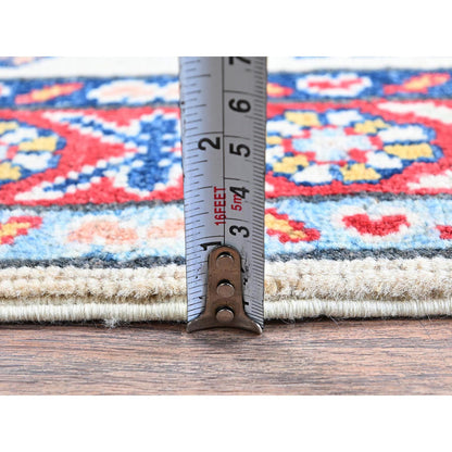 Kazak Wool Hand Knotted Rug Ivory 1.11x3.1 -O0366