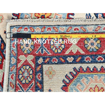 Kazak Wool Hand Knotted Rug Ivory 1.11x3.1 -O0366