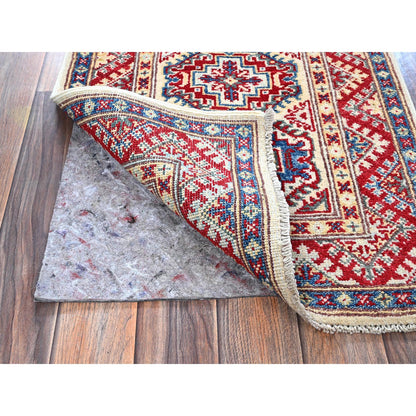 Kazak Wool Hand Knotted Rug Ivory 1.11x2.11 -O0367
