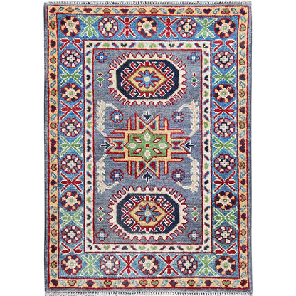 Kazak Wool Hand Knotted Rug Grey 2.1x3.0 -O0370