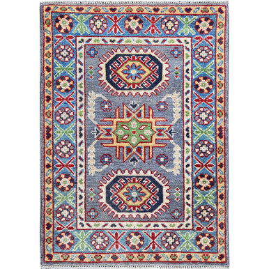 Kazak Wool Hand Knotted Rug Grey 2.1x3.0 -O0370