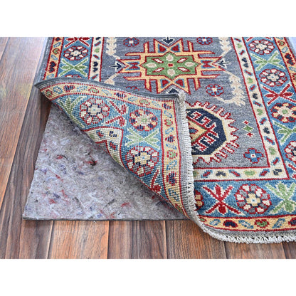 Kazak Wool Hand Knotted Rug Grey 2.1x3.0 -O0370