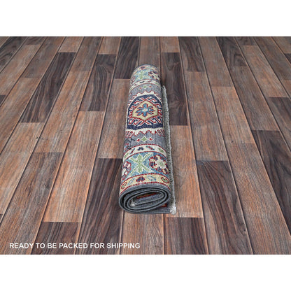 Kazak Wool Hand Knotted Rug Grey 2.1x3.0 -O0370