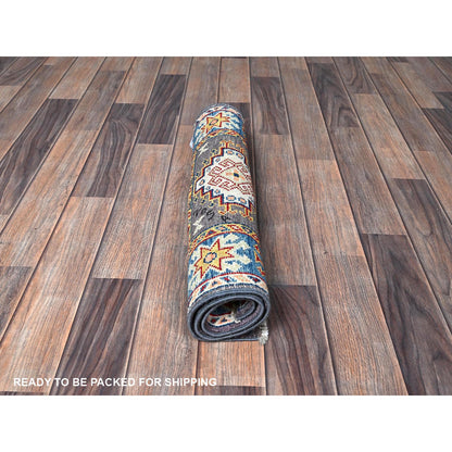 Kazak Wool Hand Knotted Rug Grey 2.1x2.10 -O0371