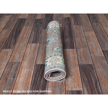 Kazak Wool Hand Knotted Rug Pink 1.11x3.3 -O0372