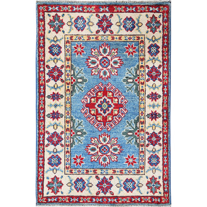 Kazak Wool Hand Knotted Rug Blue 2.0x3.0 -O0375