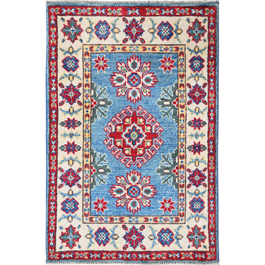 Kazak Wool Hand Knotted Rug Blue 2.0x3.0 -O0375