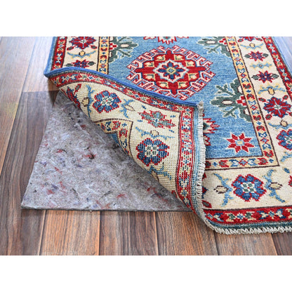 Kazak Wool Hand Knotted Rug Blue 2.0x3.0 -O0375