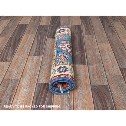 Kazak Wool Hand Knotted Rug Blue 2.0x3.0 -O0375