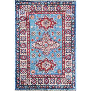 Kazak Wool Hand Knotted Rug Blue 1.11x2.10 -O0377