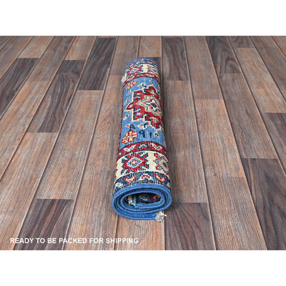Kazak Wool Hand Knotted Rug Blue 1.11x2.10 -O0377