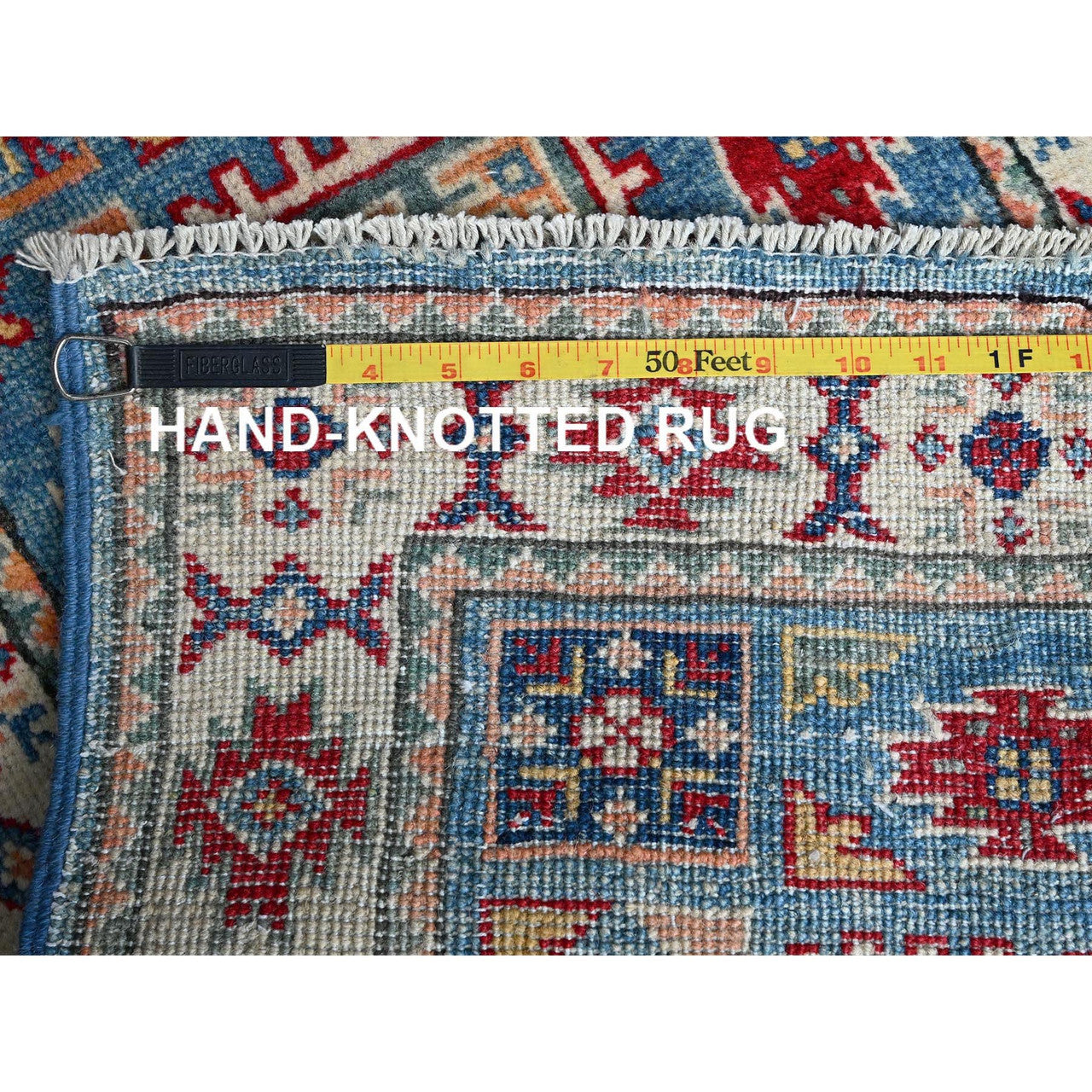 Blue 1'10" x 3'0" Kazak Hand knotted Wool Rug - Sku: O0378