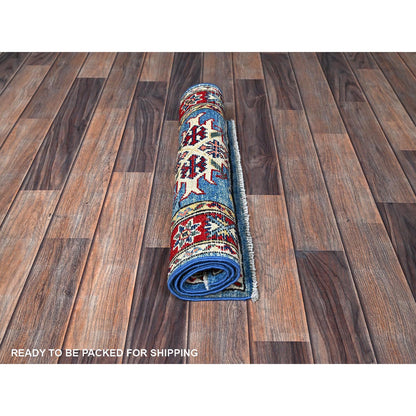 Kazak Wool Hand Knotted Rug Blue 2.1x2.11 -O0379