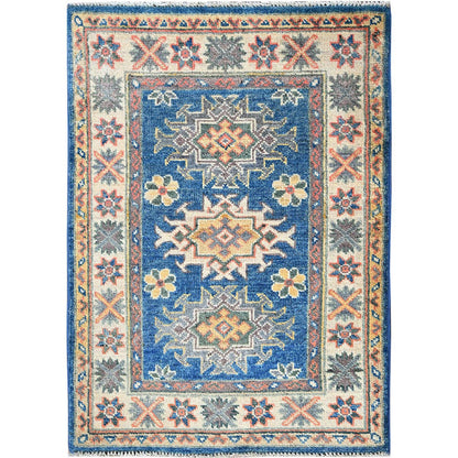 Kazak Wool Hand Knotted Rug Blue 2.1x2.9 -O0380