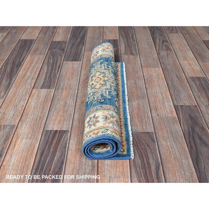 Kazak Wool Hand Knotted Rug Blue 2.1x2.9 -O0380