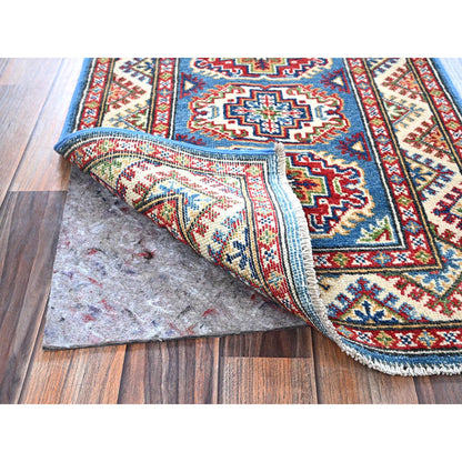 Kazak Wool Hand Knotted Rug Blue 2.0x3.0 -O0381