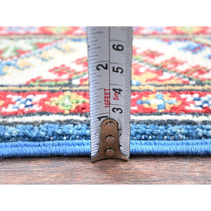 Kazak Wool Hand Knotted Rug Blue 2.0x3.0 -O0381