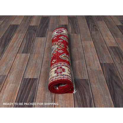 Kazak Wool Hand Knotted Rug Red 2.0x3.0 -O0383