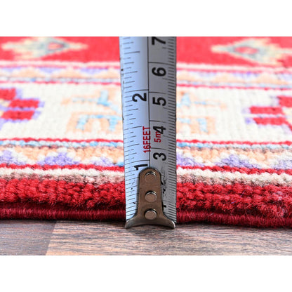 Kazak Wool Hand Knotted Rug Red 2.0x3.0 -O0383