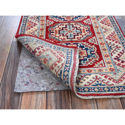 Kazak Wool Hand Knotted Rug Red 2.0x3.0 -O0384