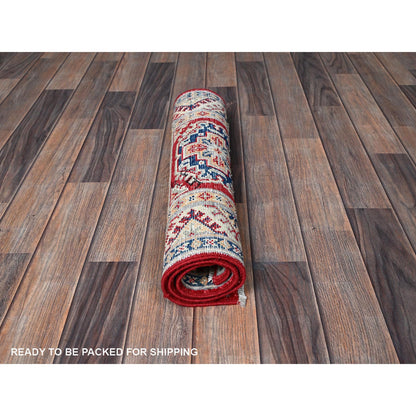 Kazak Wool Hand Knotted Rug Red 2.0x3.0 -O0384
