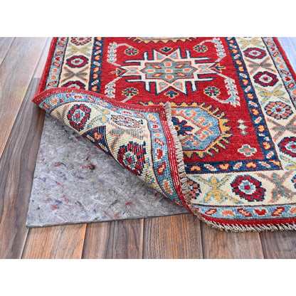 Kazak Wool Hand Knotted Rug Red 2.1x3.1 -O0386