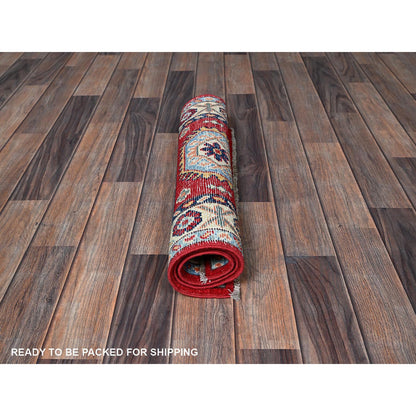 Kazak Wool Hand Knotted Rug Red 2.1x3.1 -O0386