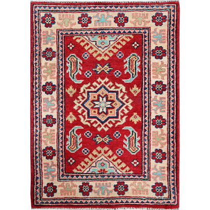Kazak Wool Hand Knotted Rug Red 2.1x3.0 -O0387