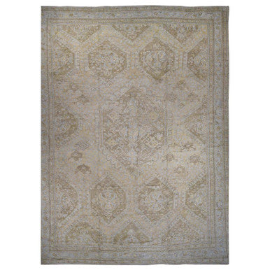 Antique Wool Hand Knotted Rug Brown Grey 19.2X24.7 -O039062