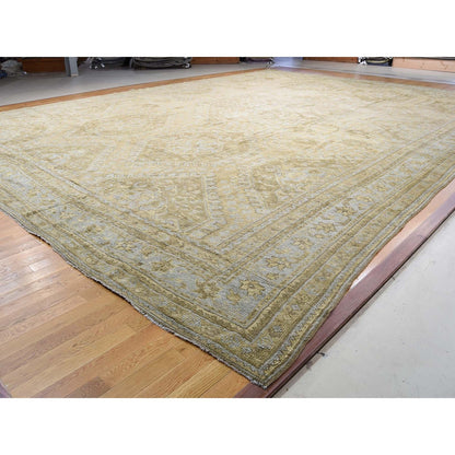 Antique Wool Hand Knotted Rug Brown Grey 19.2X24.7 -O039062