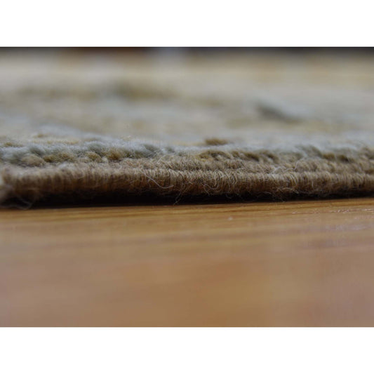 Antique Wool Hand Knotted Rug Brown Grey 19.2X24.7 -O039062