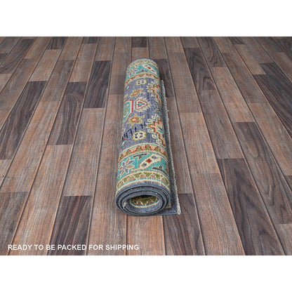 Kazak Wool Hand Knotted Rug Purple 2.8x3.11 -O0395
