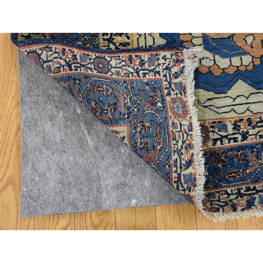 Antique Wool Hand Knotted Rug Red Dark Blue 8.4X12.6 -O039751