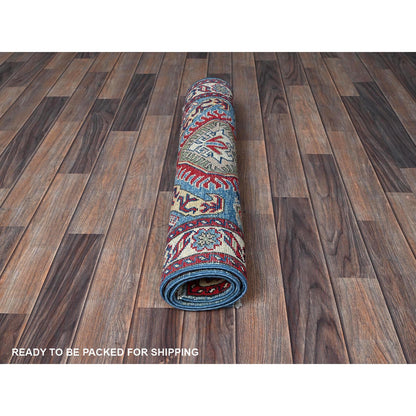 Kazak Wool Hand Knotted Rug Blue 2.9x3.11 -O0397