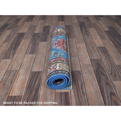 Kazak Wool Hand Knotted Rug Blue 2.9x4.1 -O0399