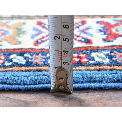 Kazak Wool Hand Knotted Rug Blue 2.9x4.1 -O0399