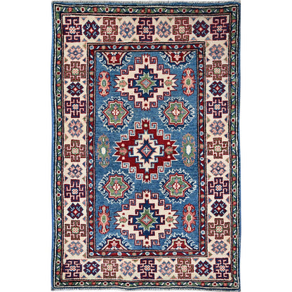 Kazak Wool Hand Knotted Rug Blue 2.8x4.1 -O0401