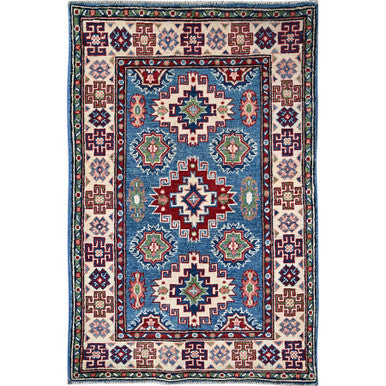 Kazak Wool Hand Knotted Rug Blue 2.8x4.1 -O0401