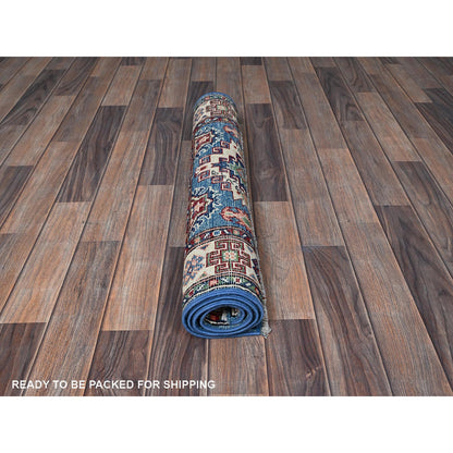 Kazak Wool Hand Knotted Rug Blue 2.8x4.1 -O0401