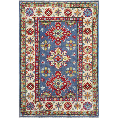 Kazak Wool Hand Knotted Rug Blue 2.9x4.1 -O0404